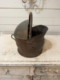 Antique Coal Scuttle With Handle and Half Lid