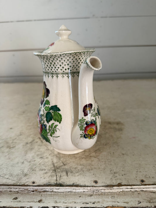 Mason's Paynsley Patt Green Multicolour coffee pot - has small chip