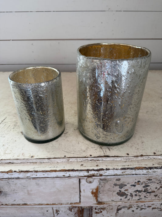 Crate and Barrel Mercury Glass Hurricane Candle Holder or vase sold individually