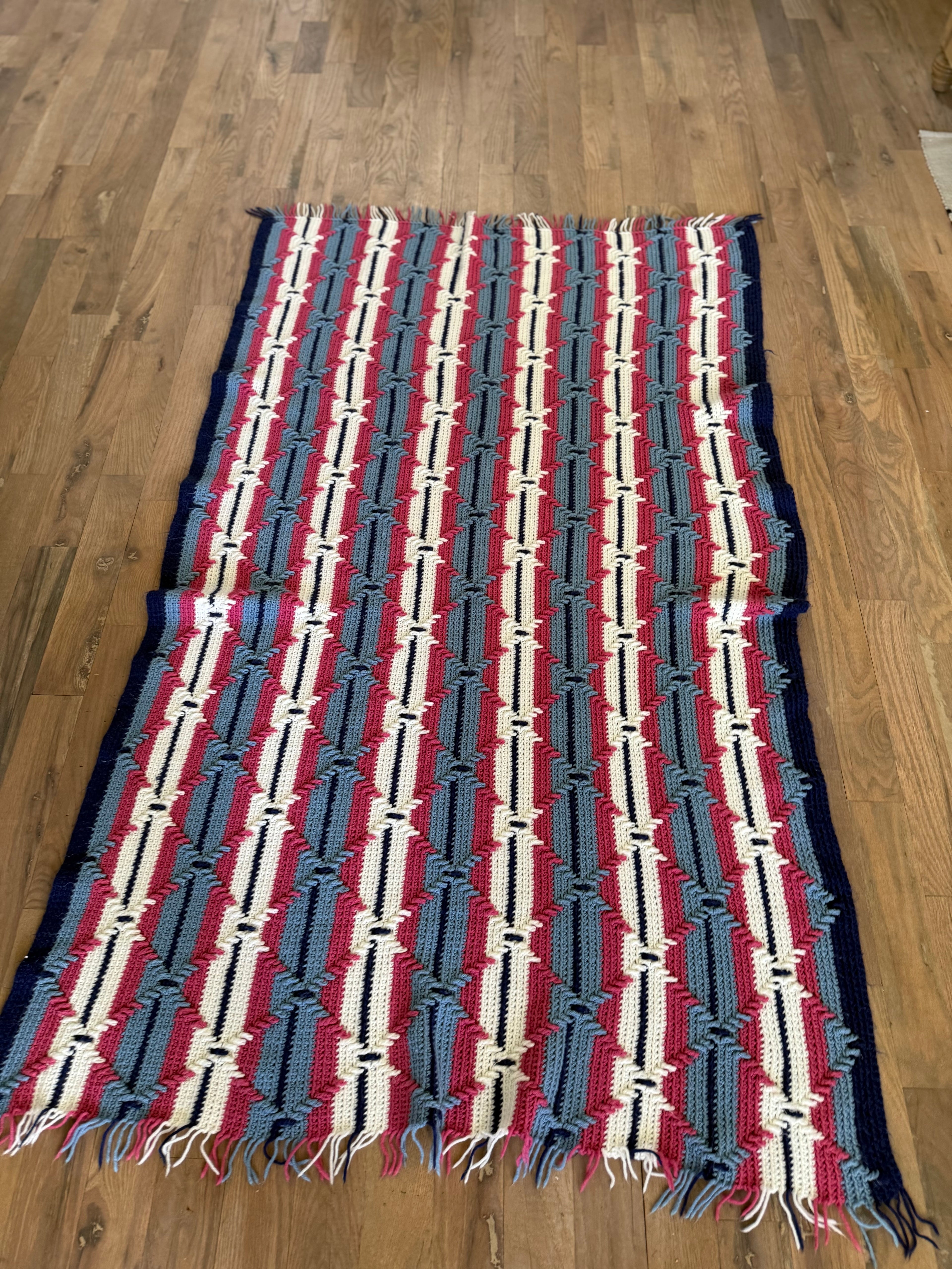 Pink Blue and White Afghan