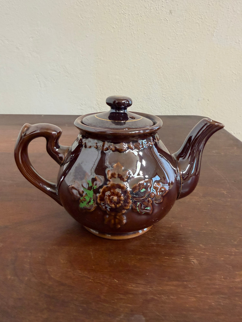 Japanese Redware Style Teapot with Brown Glaze