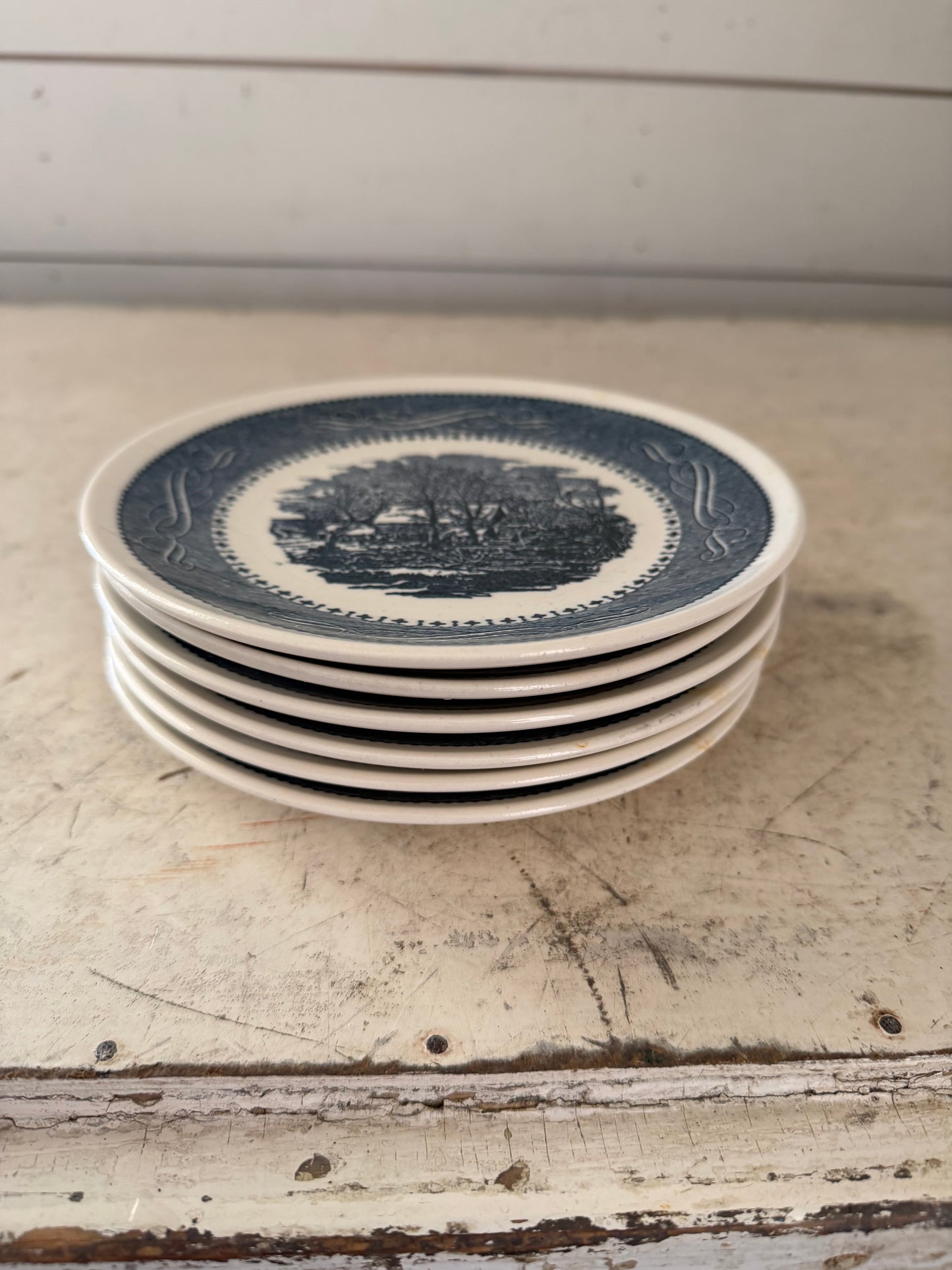 Currier and Ives ironstone ware Plate 6” blue transfer sold individually