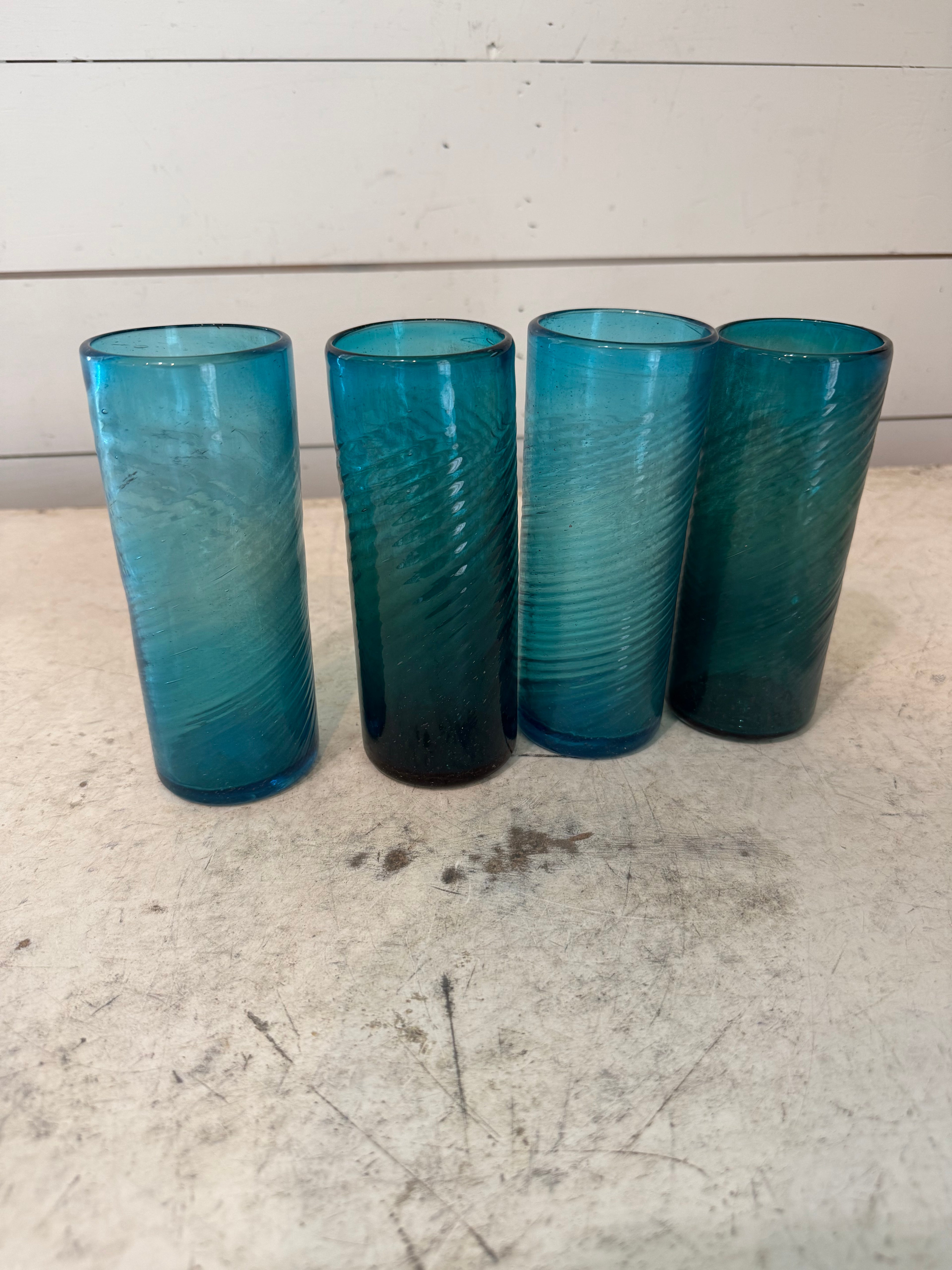 Hand Blown Turqouise Tumbler - Sold Individually