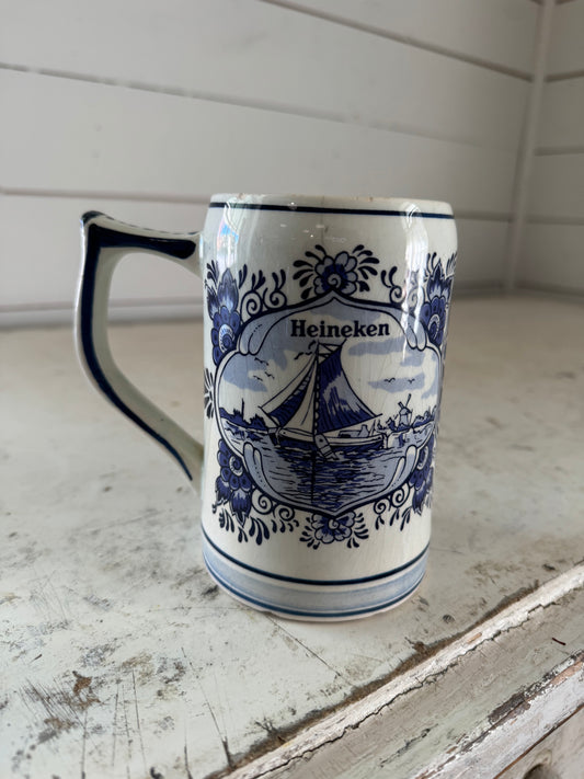 Heineken Handpainted Porcelain Mug Made In Holland Delft Blue