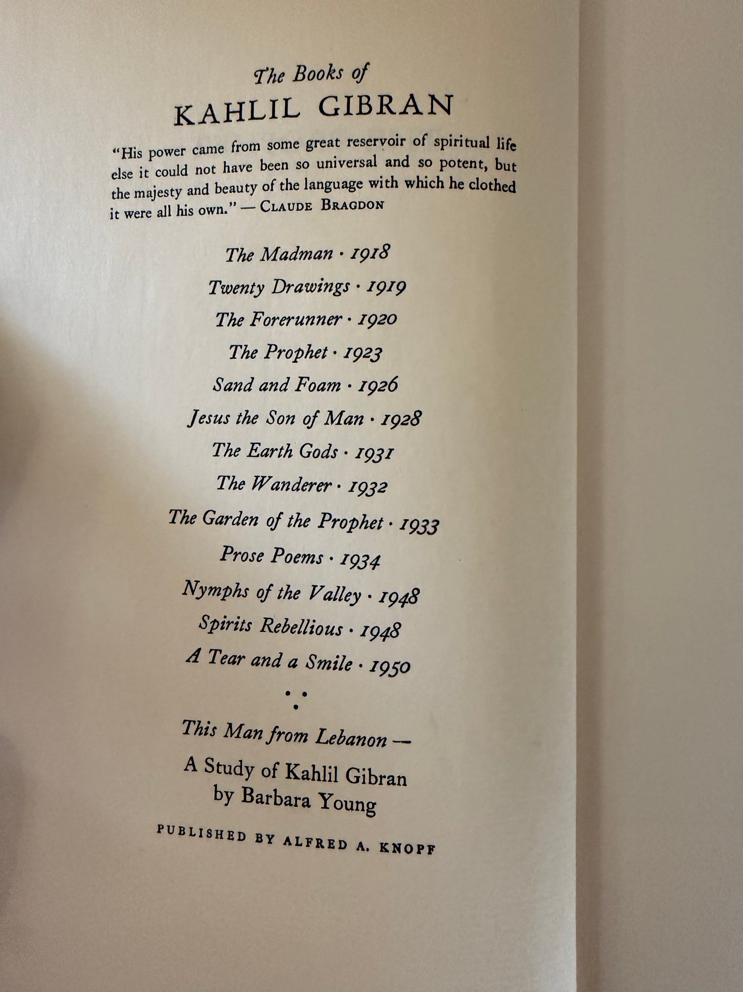 The Prophet" by Kahlil Gibran