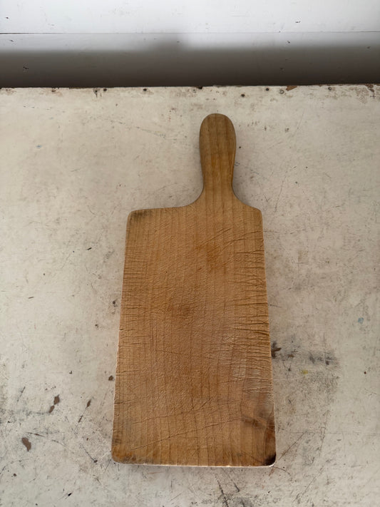 Vintage Wood Cutting Board with Offset Handle - as is