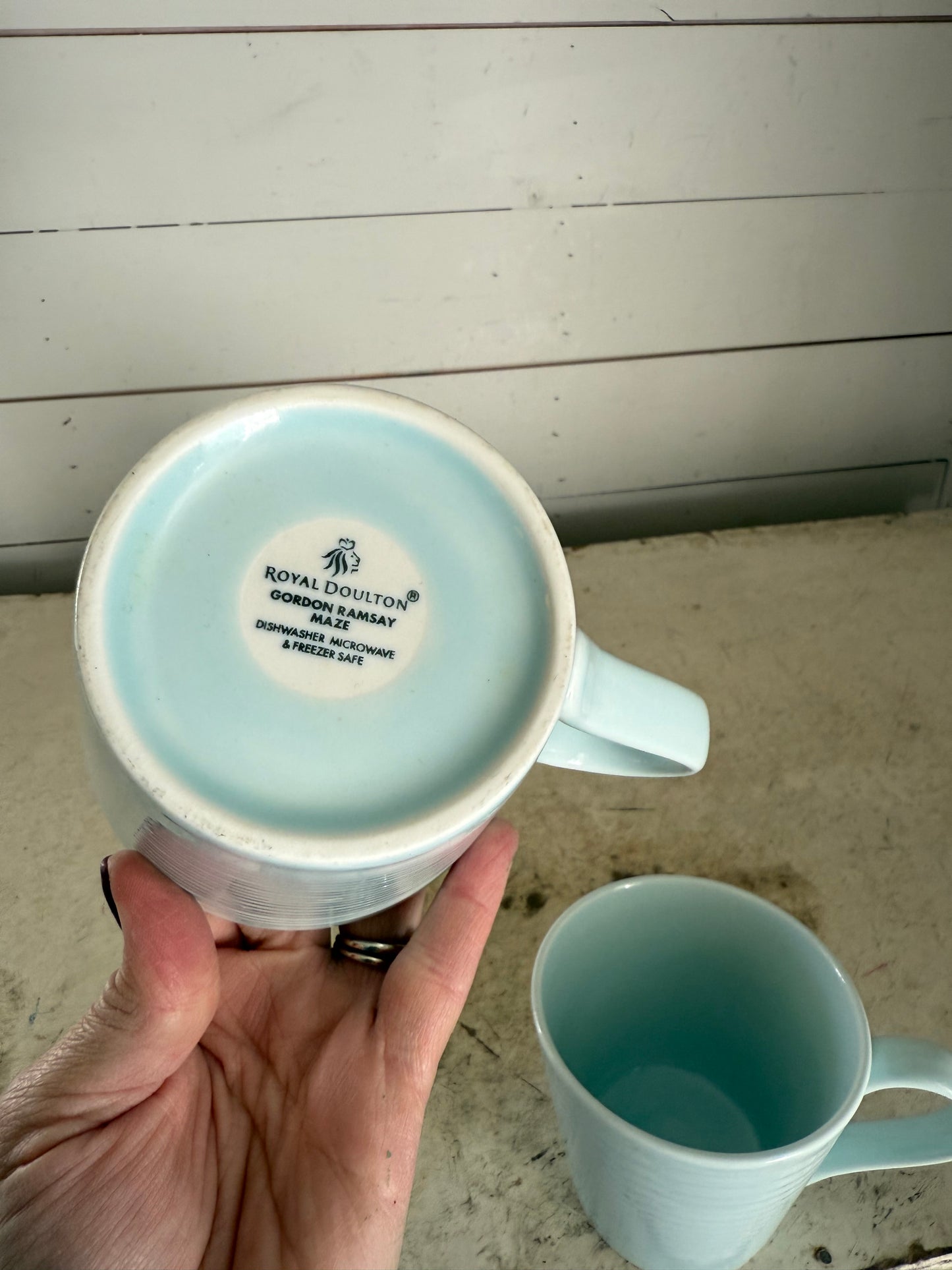 Royal Doulton Gordon Ramsay LIGHT BLUE MAZE 14oz Mug: Embossed Rings sold individually