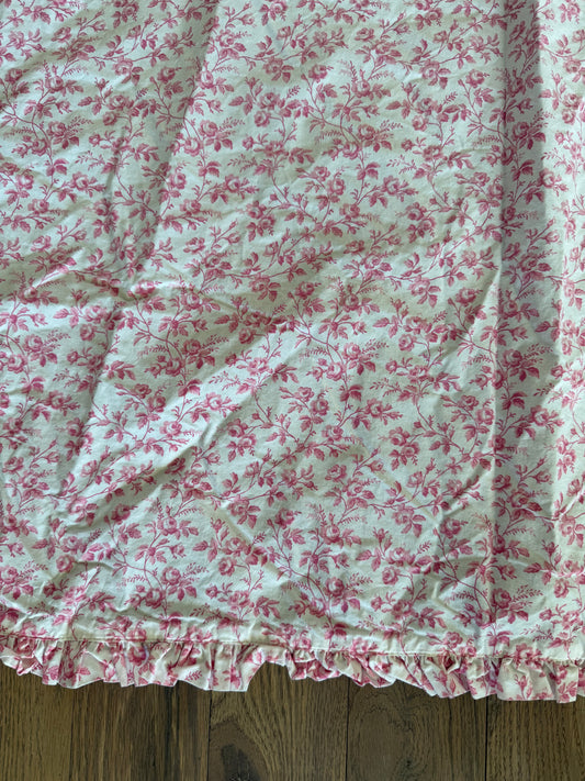 Pink Pine Cone Hill flower Toile Flat Sheet with ruffles on edge - Full Size