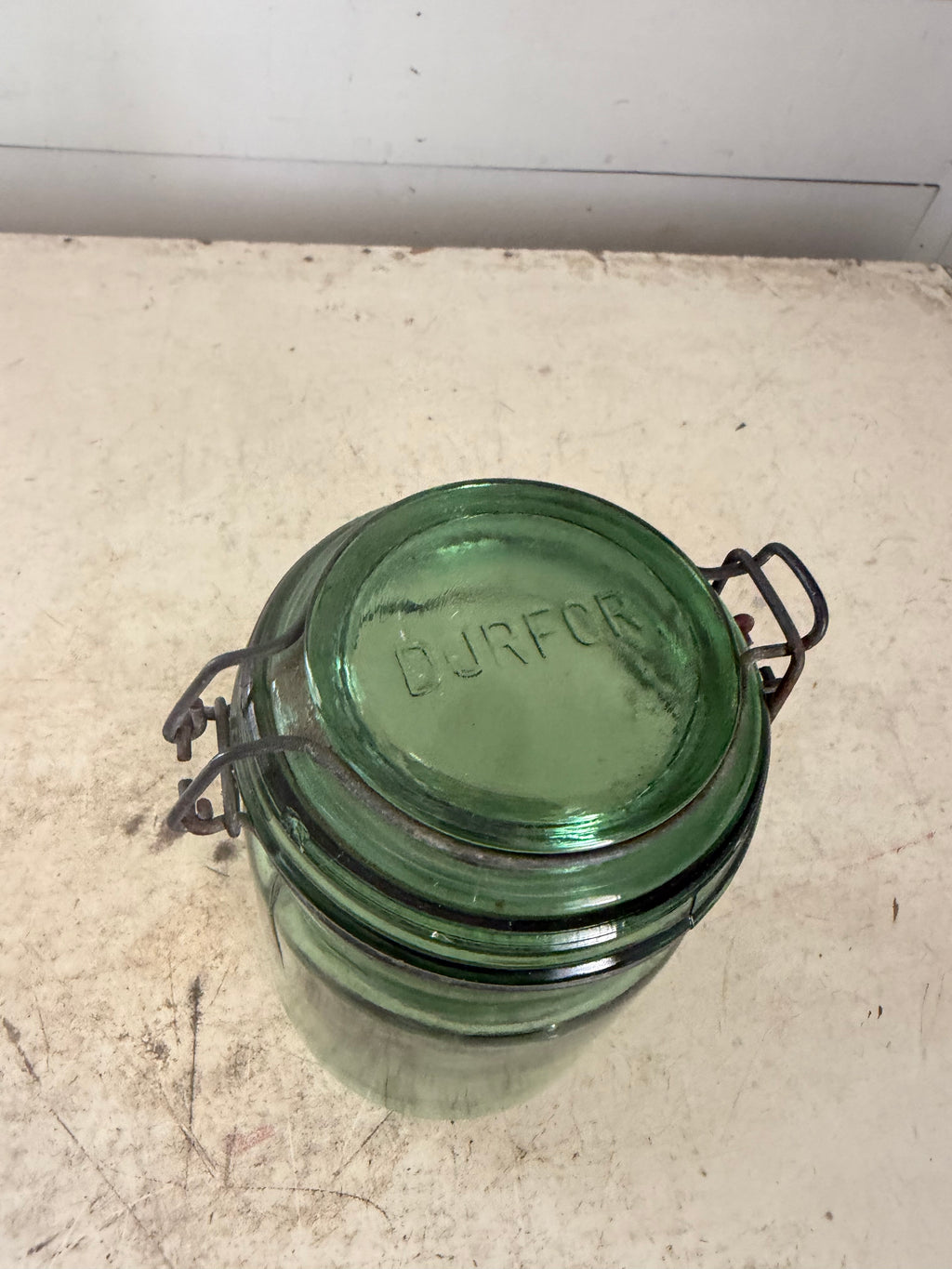 Dufor 3/4 litre Antique Green Glass Hermetic Canning Jar