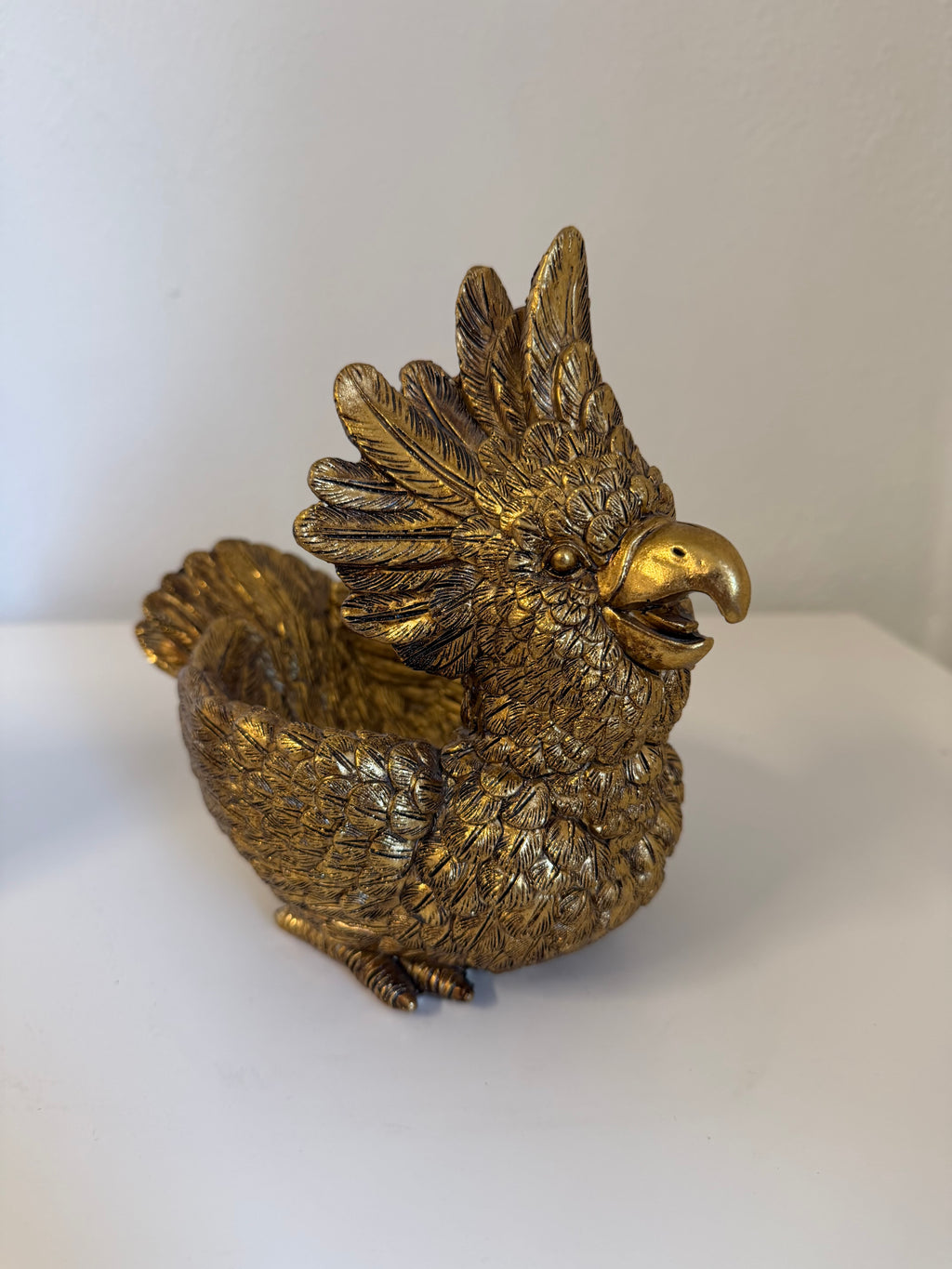 Cockatoo Gold Decorative Bowl / Parrot Figure Bowl