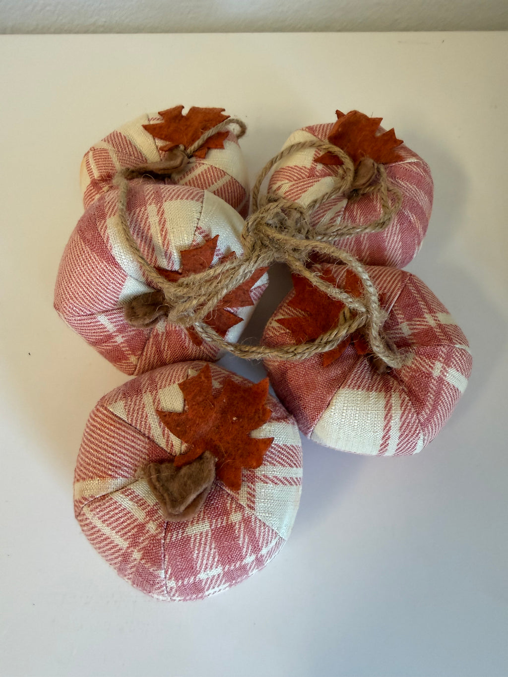 Set of plaid fabric pumpkins