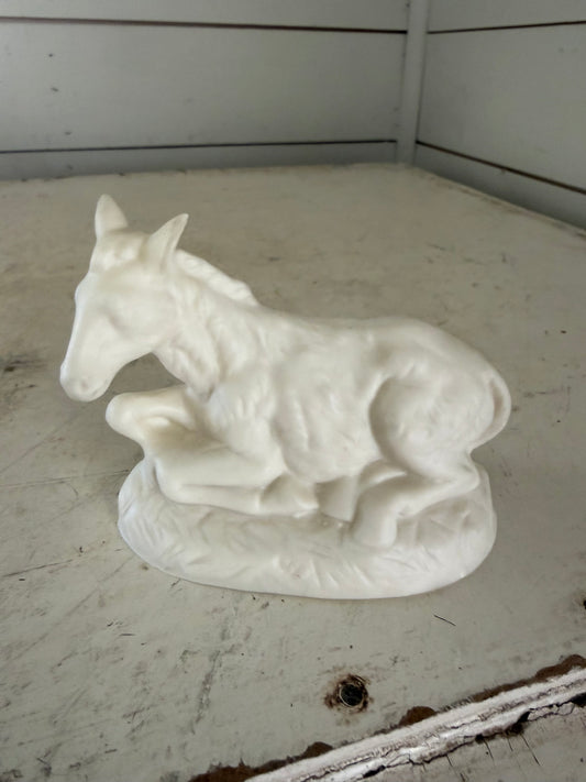 Vintage Atlantic Mold Unpainted Bisque Ceramic Nativity Figurine Donkey