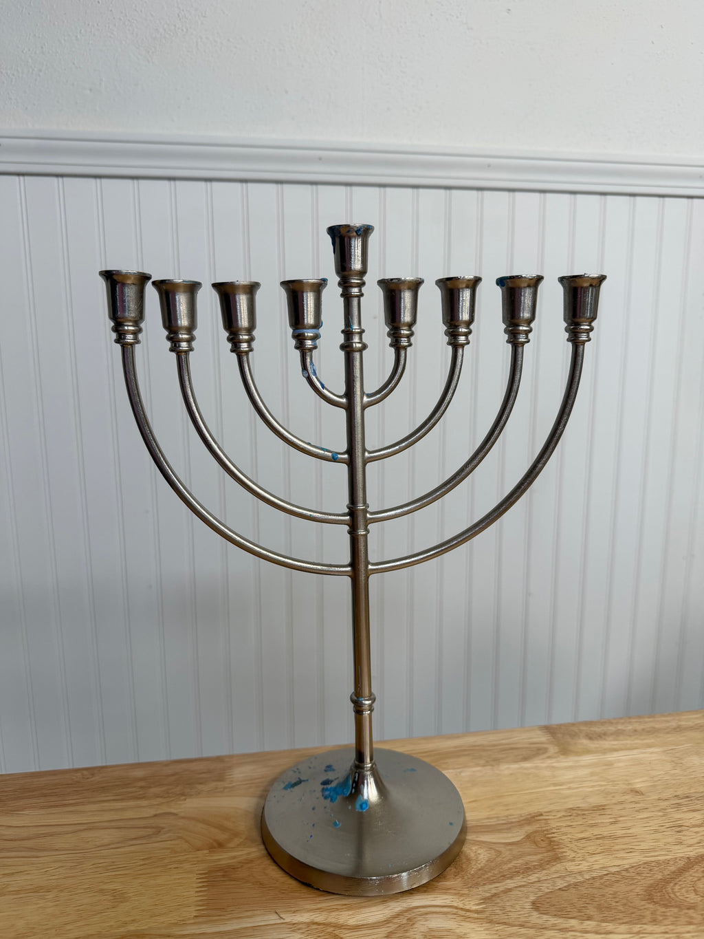 Metal Menorah - Wax will be removed