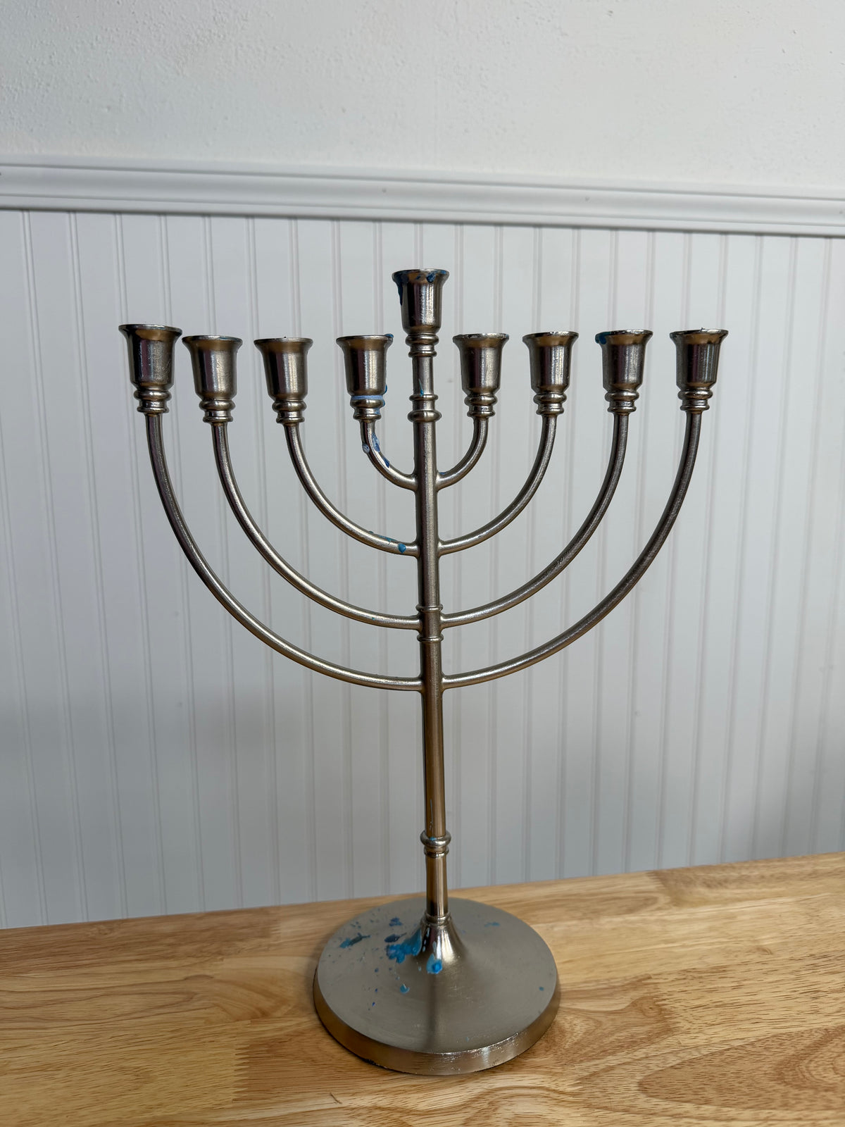 Metal Menorah - Wax will be removed