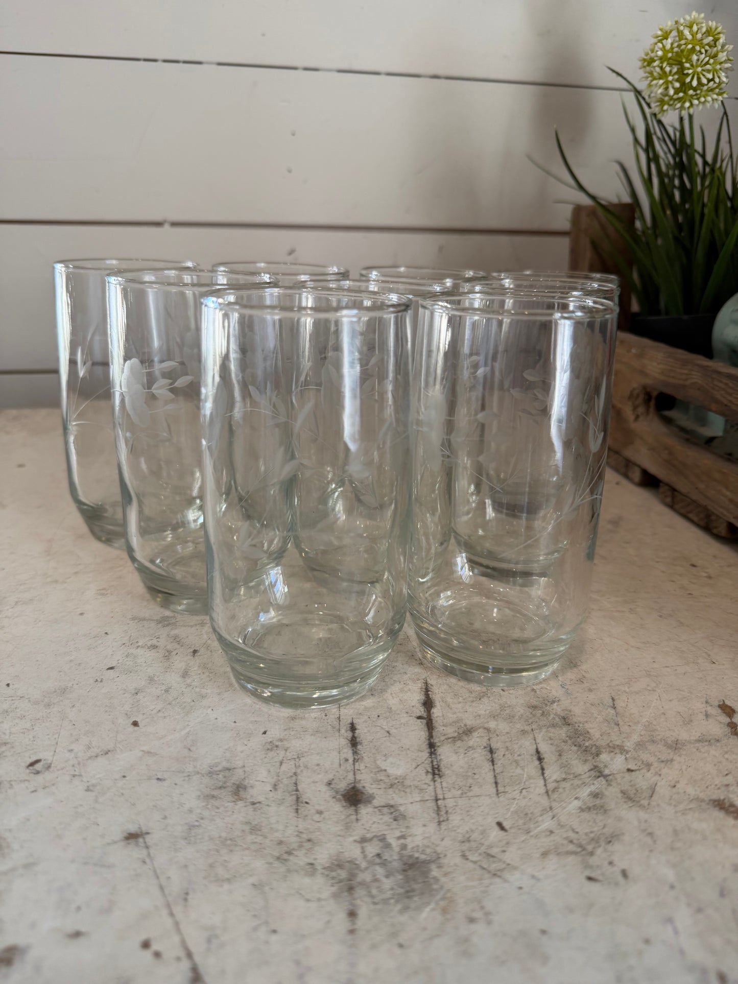 Vintage Princess House Heritage flat tumbler/etched highball glass - sold individually