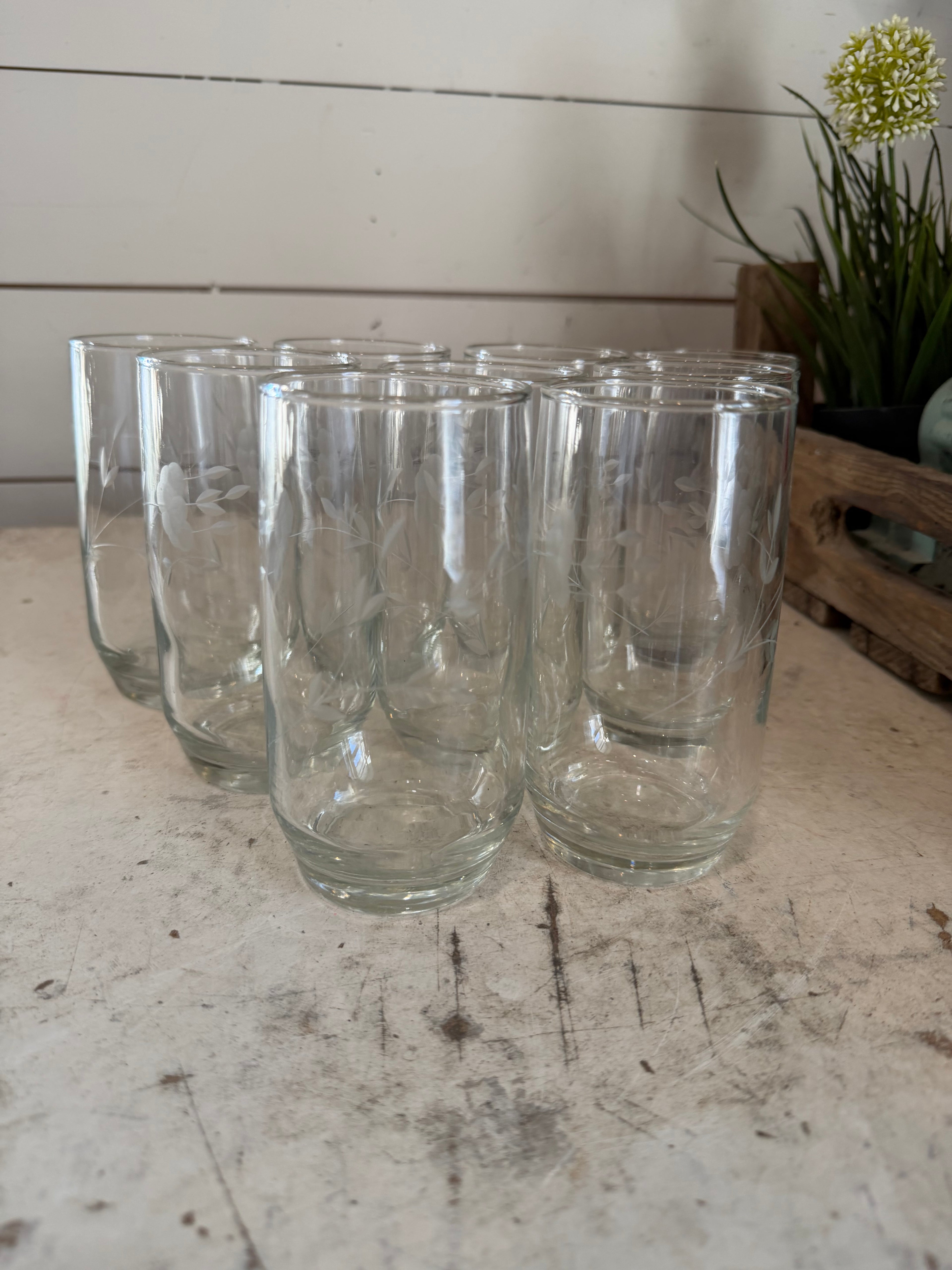 Vintage Princess House Heritage flat tumbler/etched highball glass - sold individually