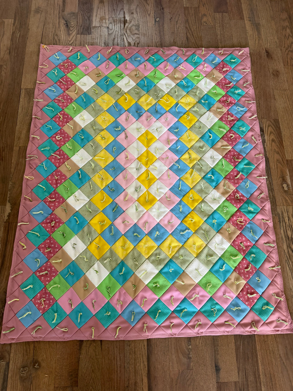 Handmade pieced quilt throw