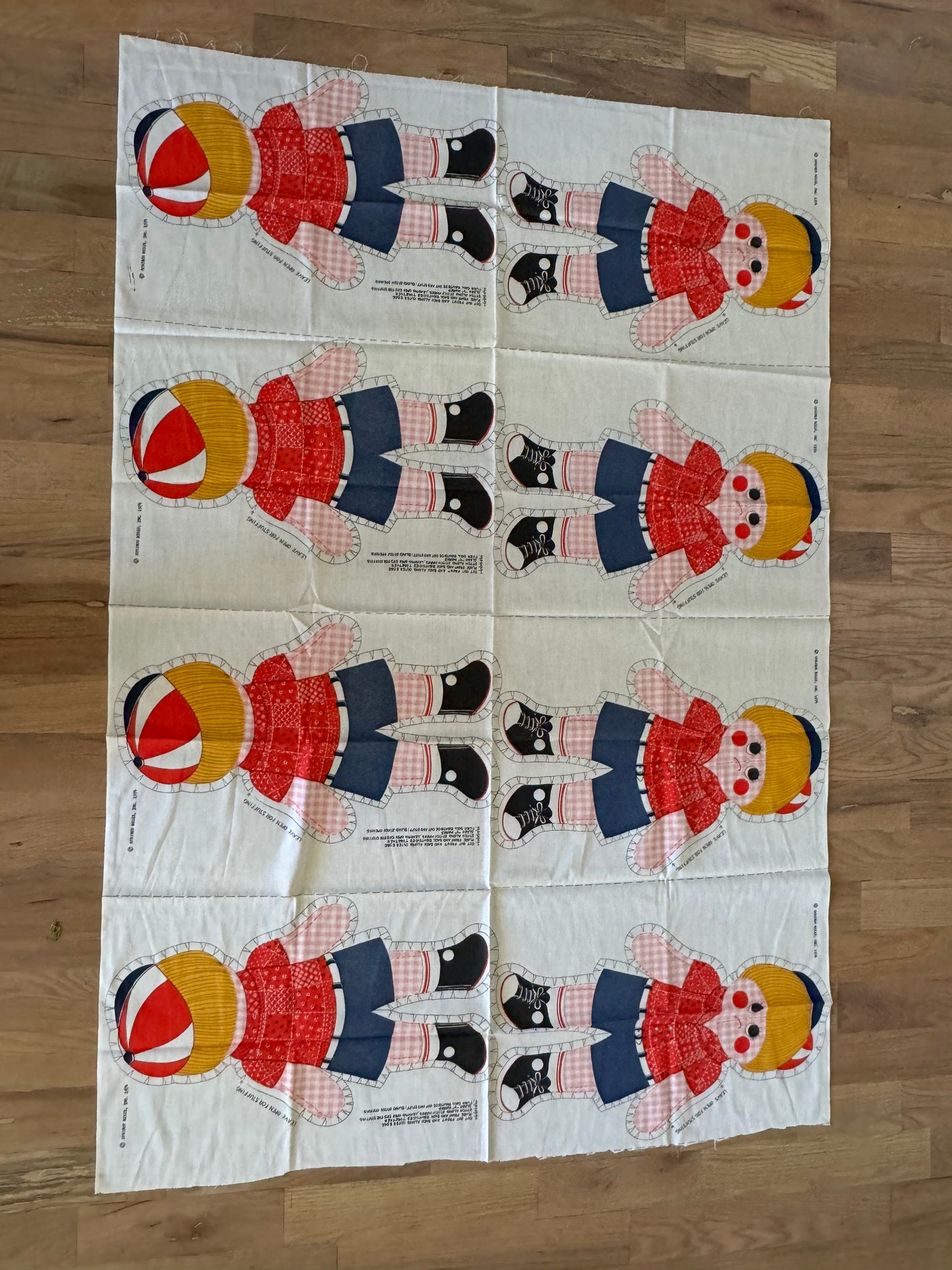 Vintage 21.5" Young Boy Cut & Sew Fabric Spring Mills 1974 pillow/doll - four panels as shown