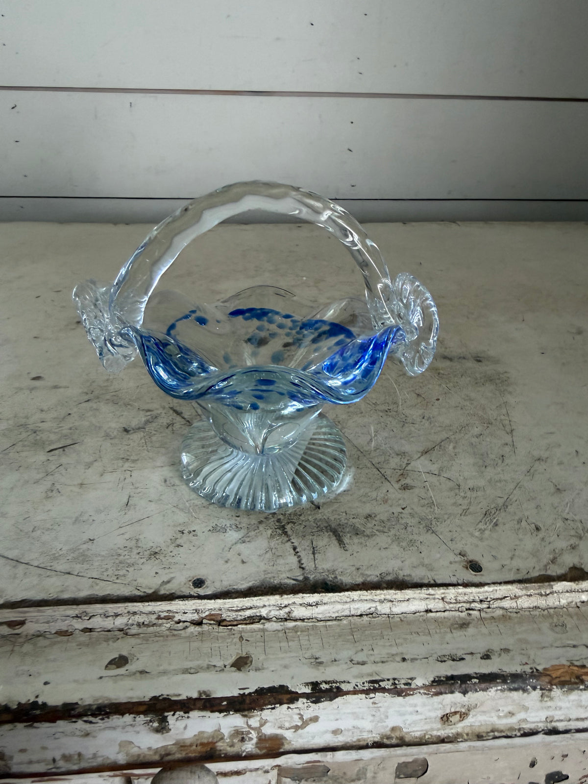 Vintage Murano-style Art Glass Decorative Basket
