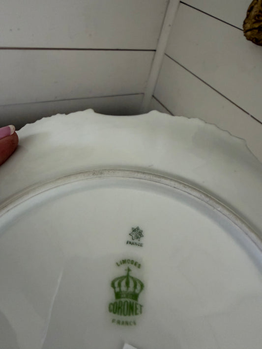 Coronet Antique Limoges Pink, White And Gold Decorative Plate