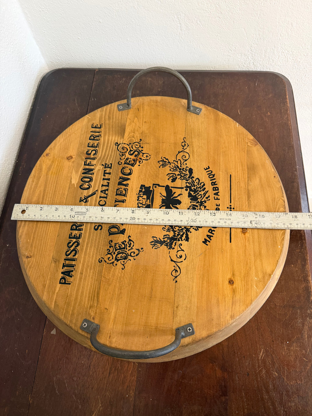French Style Wood Tray with Handles