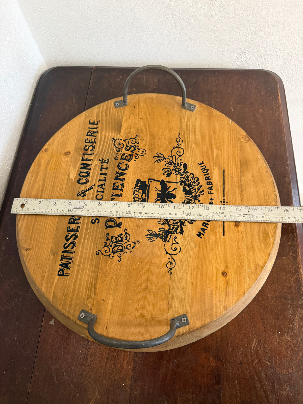 French Style Wood Tray with Handles