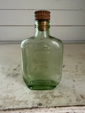 Antique Hennessy Green Glass Flask with grooved Cork Stopper: Embossed Bras Armé French Barware