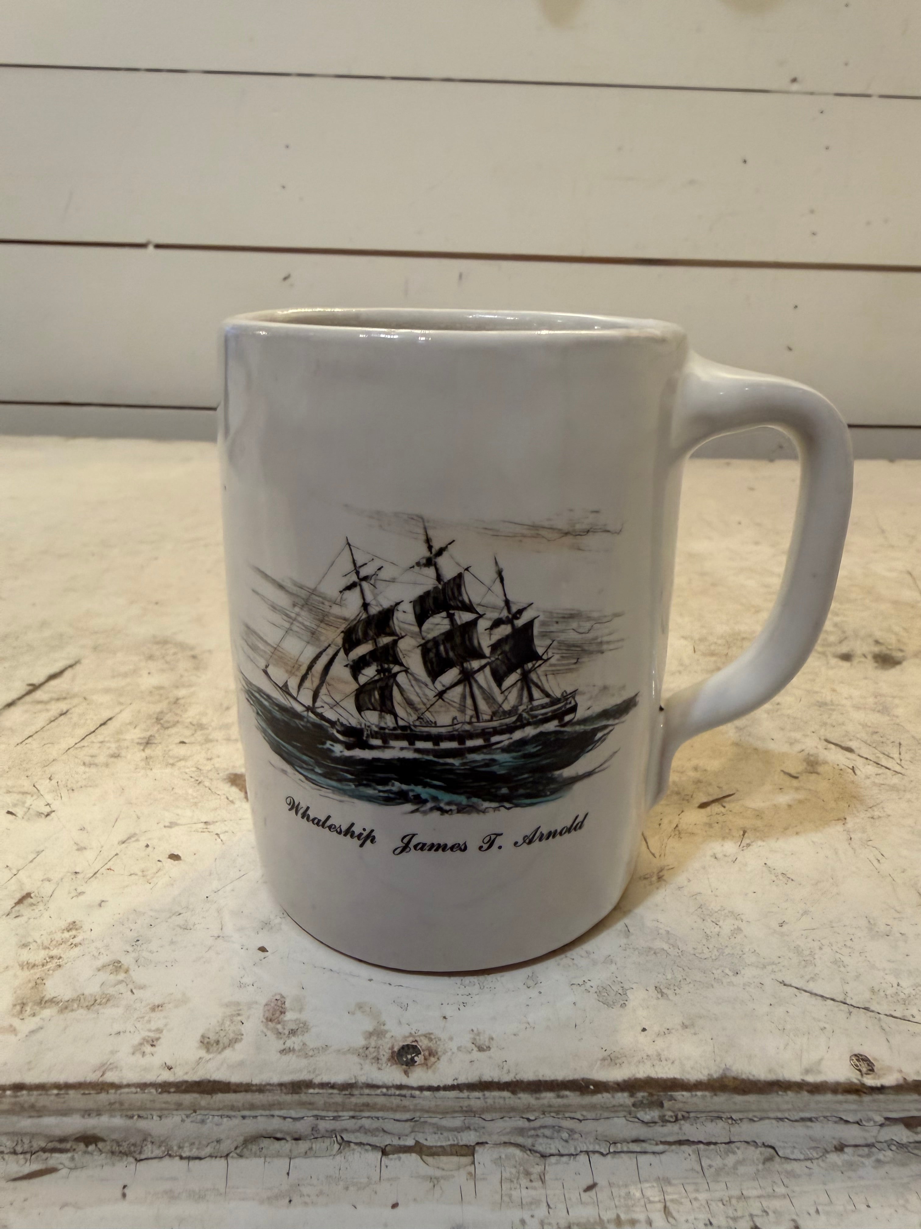 vintage ceramic mug whaleship James T. Arnold
