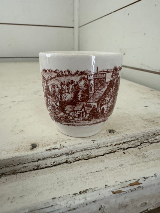 Brown Transferware Egg Cup