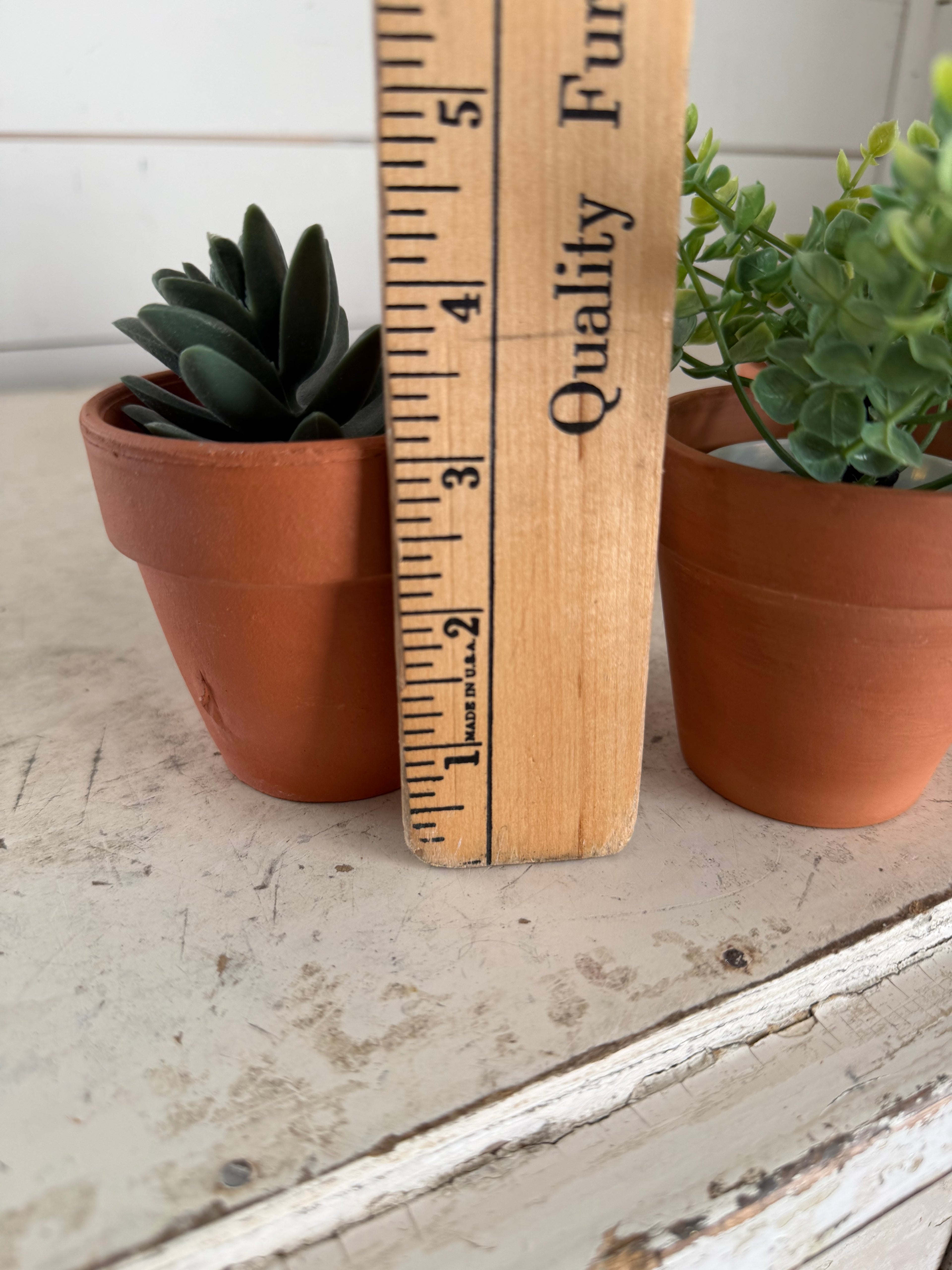 Small terra-cotta pot with faux succulent - sold individually