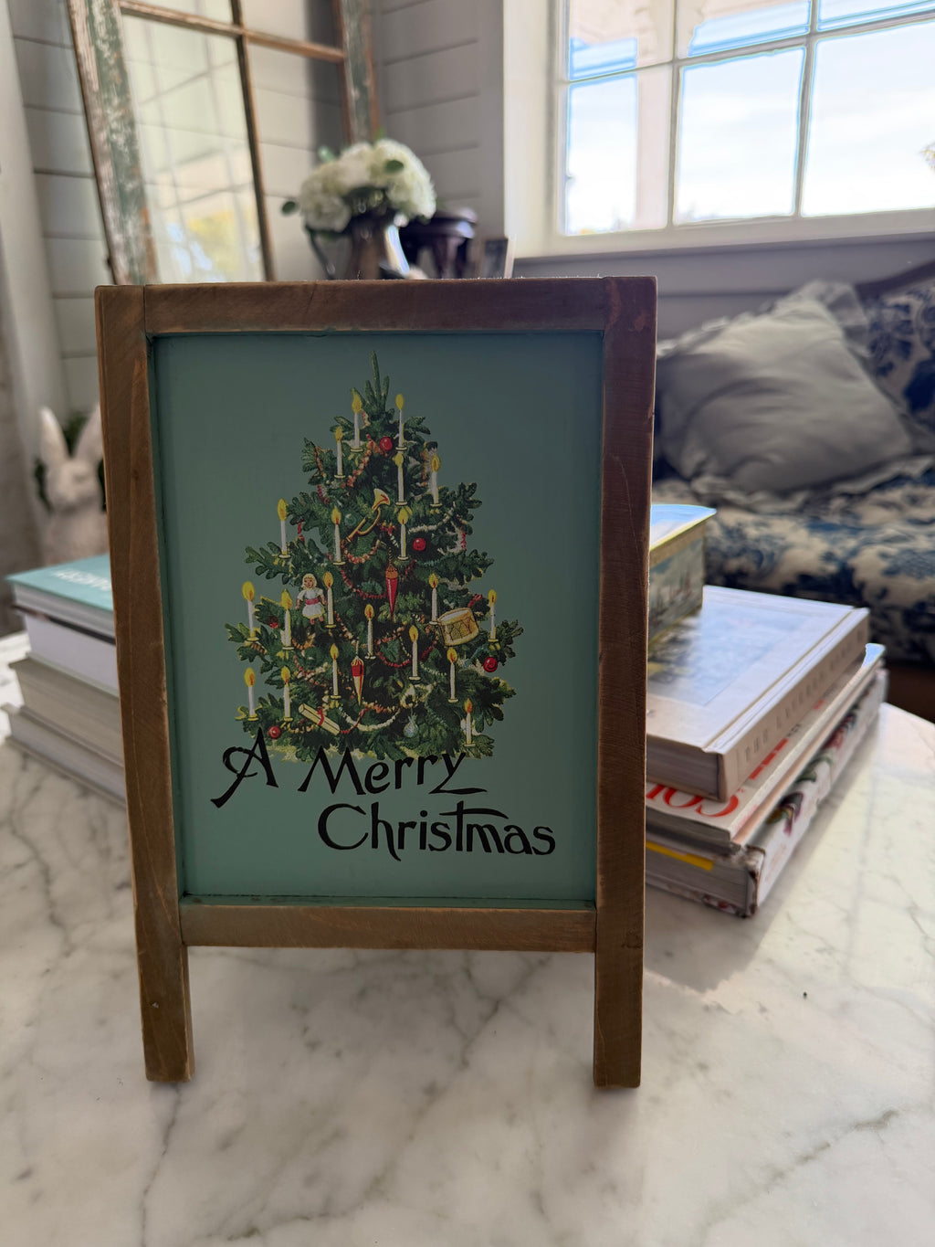 Christmas two sided Tabletop Chalkboard easel