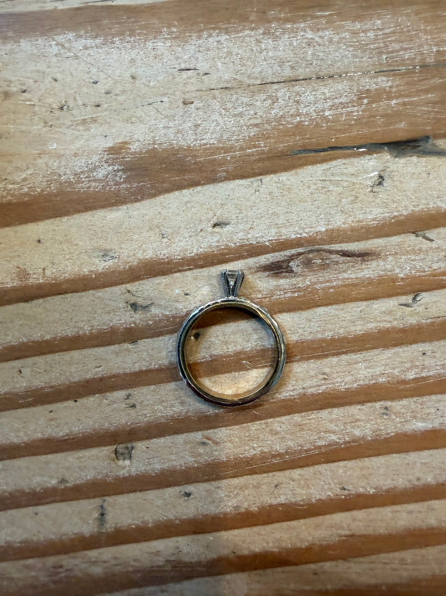 Vintage 18KT HGE Electroplated Gold Engagement Ring CZ - Size 8