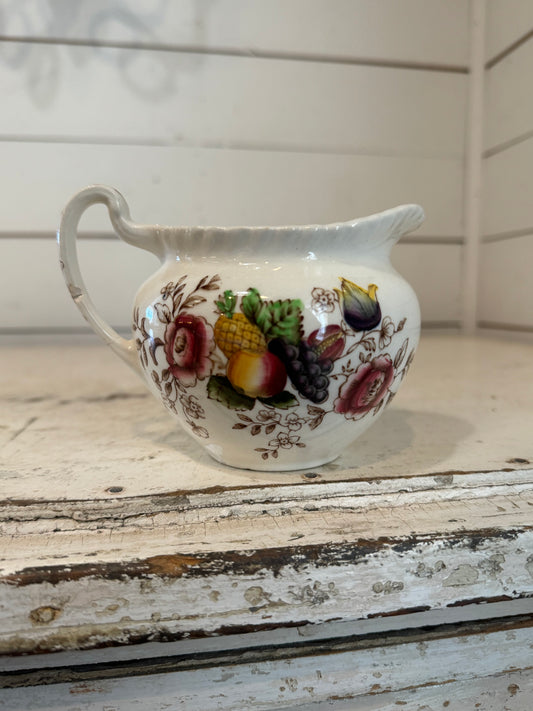 Johnson Brothers Windsor Ware Pomona Pattern Creamer - crack in handle has been repaired