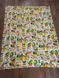 Twin Vintage 1970’s Baby Mathematic Quilt - hand painted on back