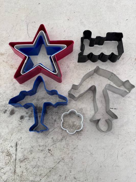 Assorted metal cookie cutters