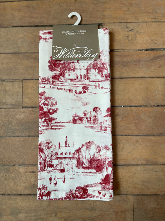 Red Toile Kitchen Towels Set of 2