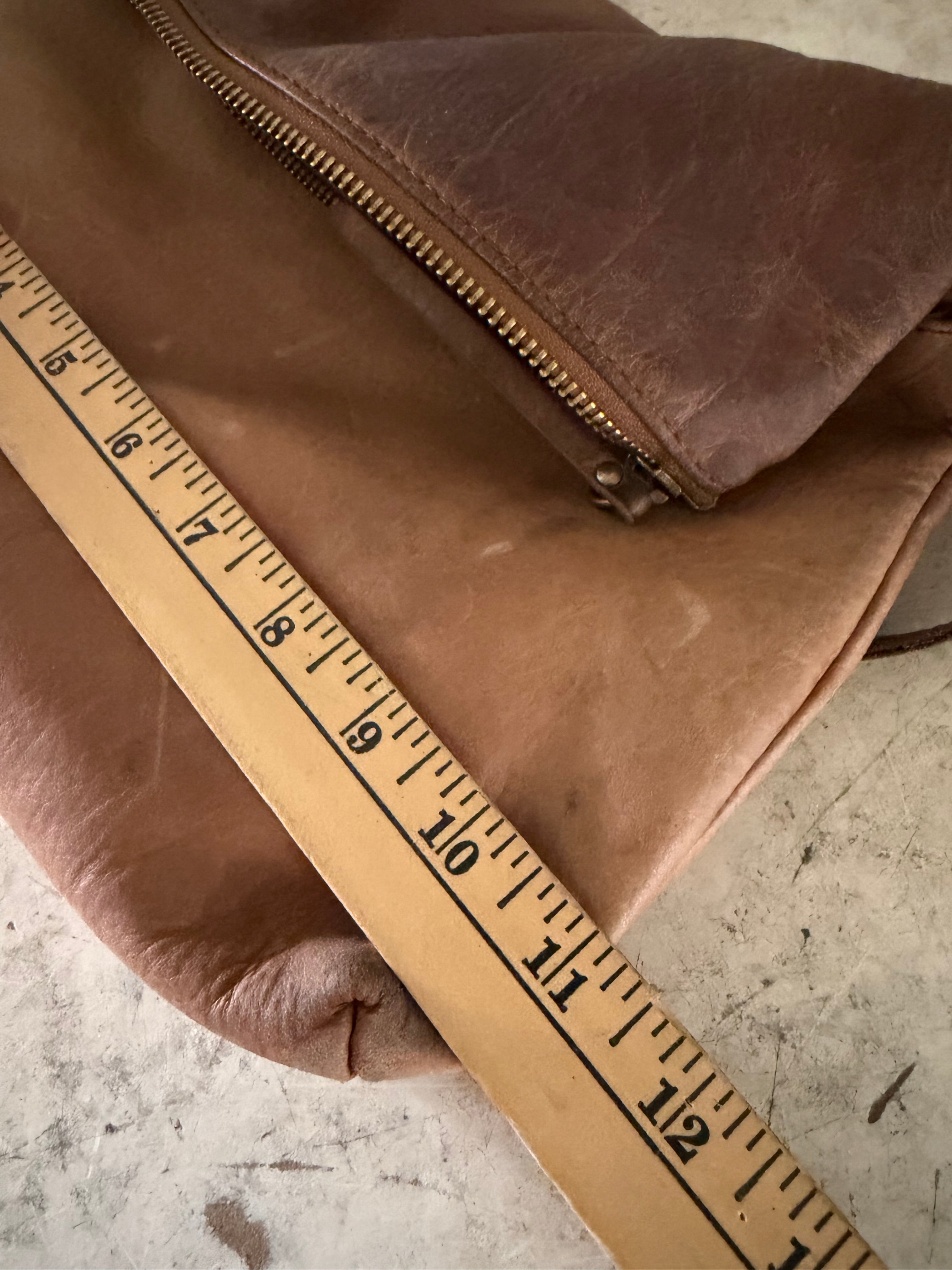 Margot Light Brown Leather Foldover Flap Crossbody Bag Purse