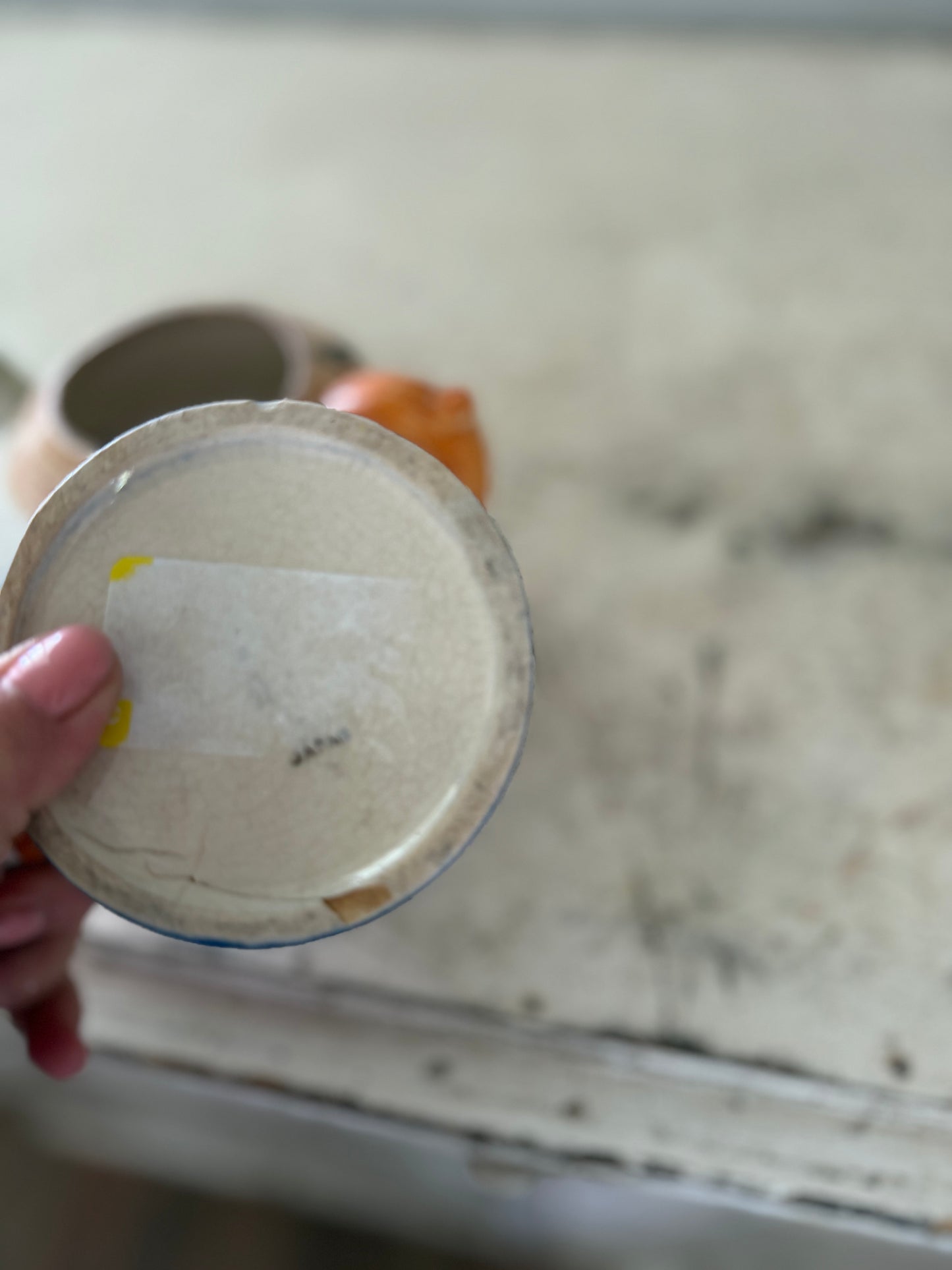 Japanese tea, pot and creamer made in Japan has cracks set