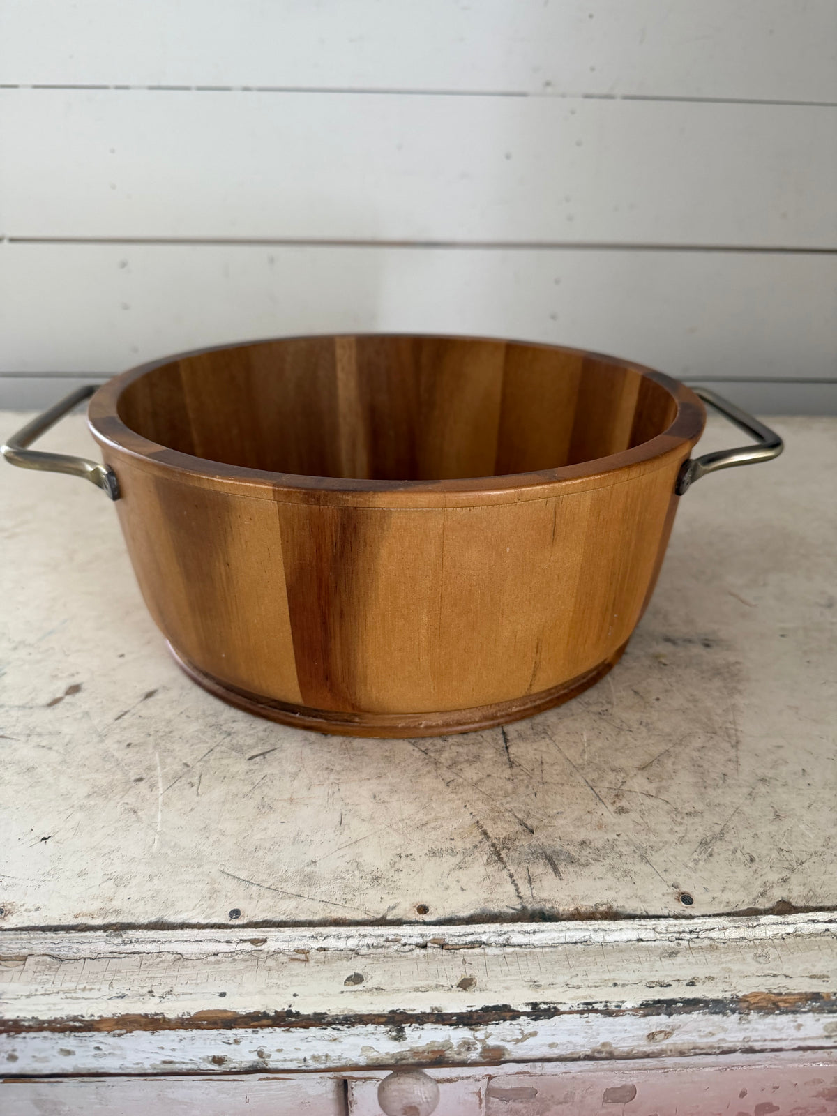 Danish style bowl with metal handles