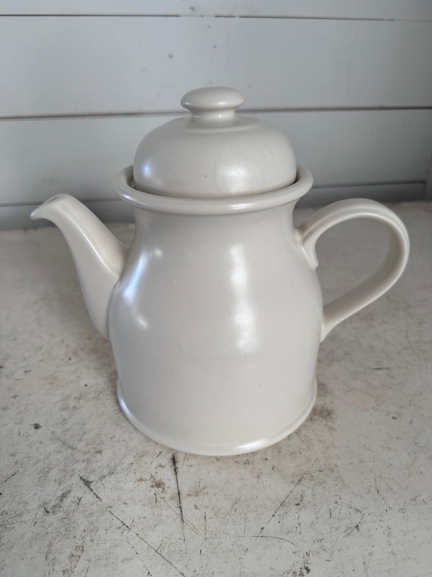 Mid Century Tea Pot Cream Stoneware