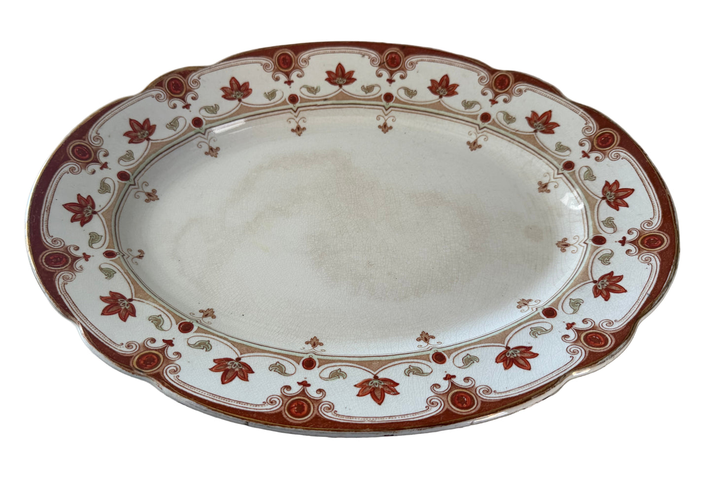 Antique F & Sons Burslem Dudley Pattern Oval Meat Platter | Victorian English Serving Plate | Made In England | Early 1900's