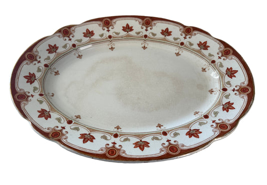 Antique F & Sons Burslem Dudley Pattern Oval Meat Platter | Victorian English Serving Plate | Made In England | Early 1900's