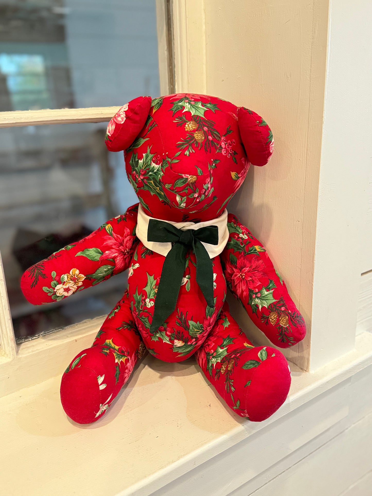 Vintage Red Christmas Handmade Bear