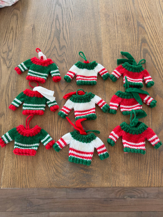 Handcrafted crochet Christmas sweater ornaments