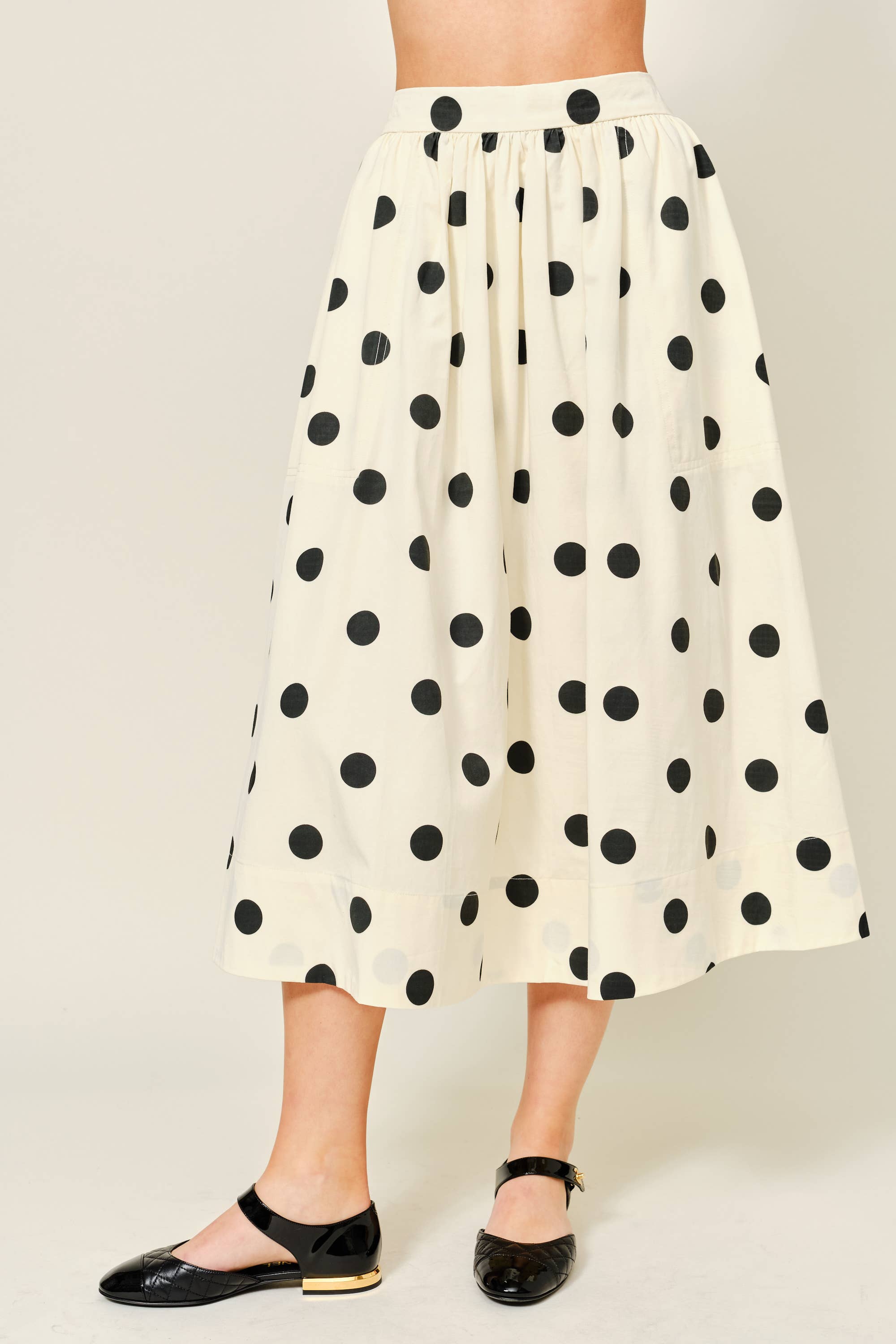 Dot Print Midi Full Skirts