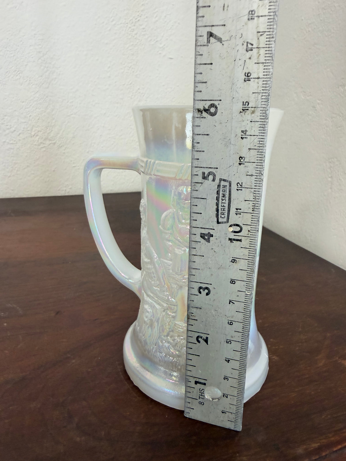 Vintage Federal Glass Iridescent Milk Glass Beer Stein