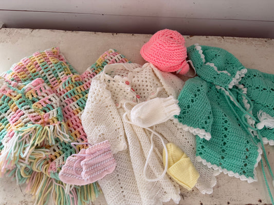 Set of Hand Crochet Baby Clothes