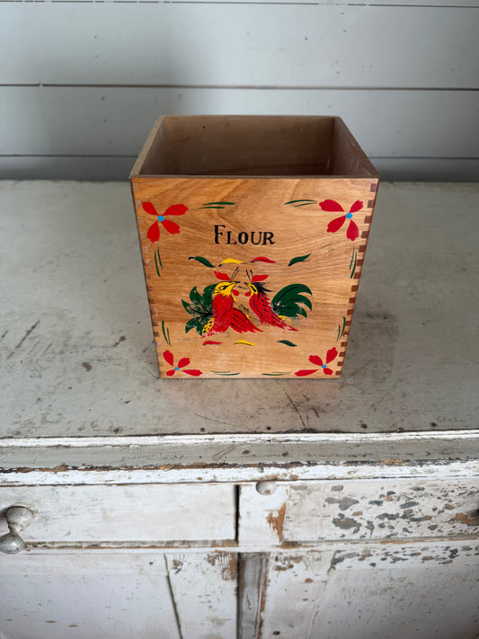 Medium size wooden canister missing the lid