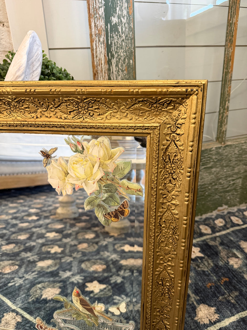 Gold with Flowers Mirror will get makeover 25.25x21.25”