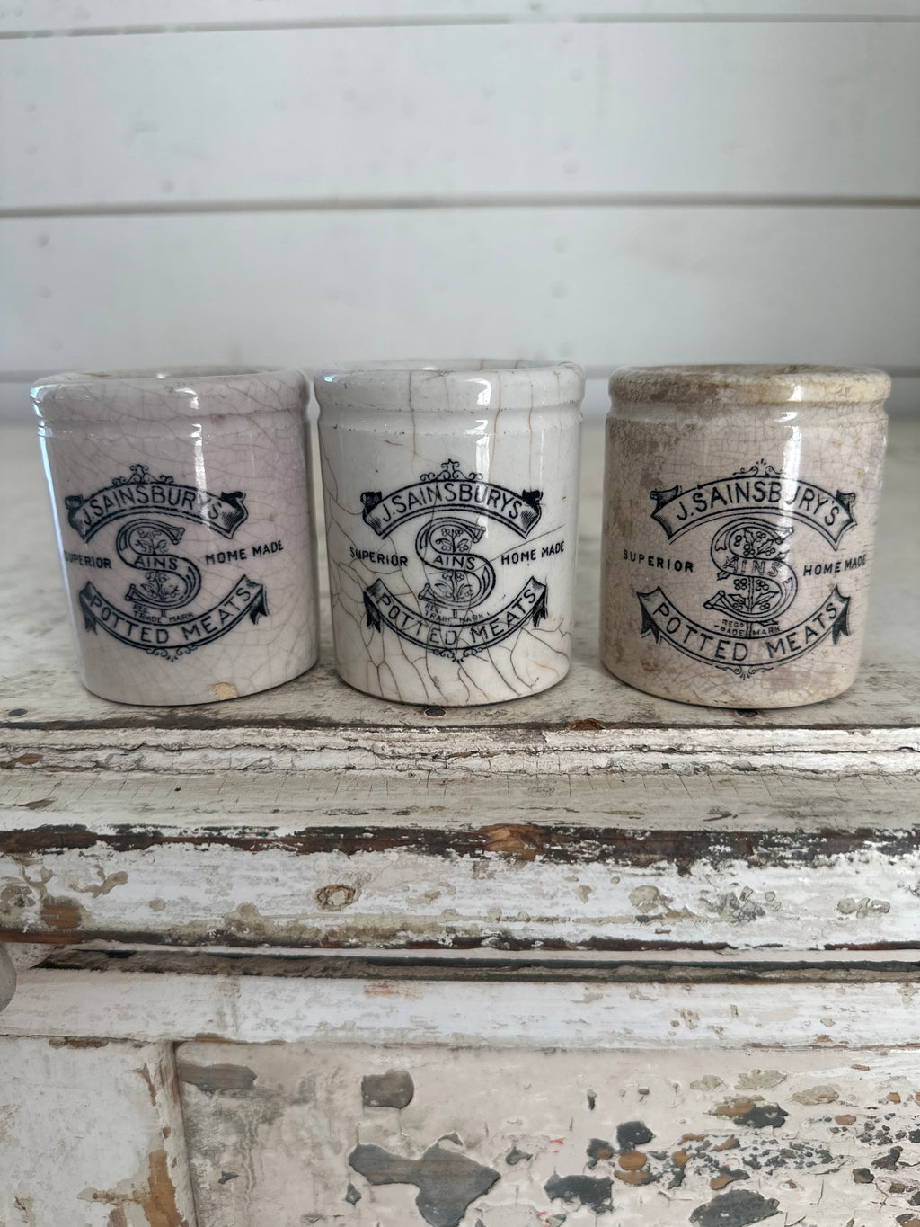 Victorian Antique English Advertising Pot – J. Sainsbury’s Potted Meats - sold individually